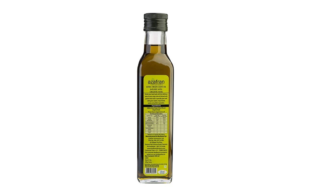 Azafran Extra Virgin Olive Oil Infused with Organic Basil   Plastic Bottle  250 millilitre